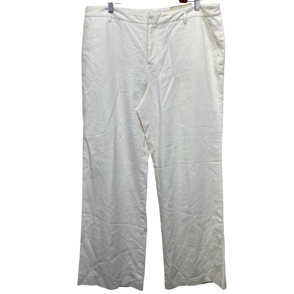 Cato Contemporary Wide Leg Lower Rise Linen Blend Pants Size 16 Average NWT